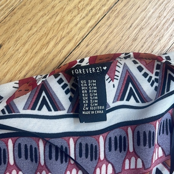 Forever 21 Chiffon Aztec Print Fringe Kimono Swim Cover-Up Size S/M - Picture 2 of 4